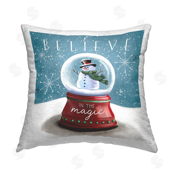 Stupell Industries Elizabeth Tyndall | Believe Snowglobe Phrase Printed Throw Pillow