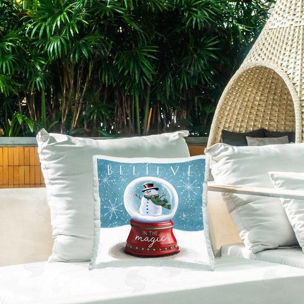 Stupell Industries Elizabeth Tyndall | Believe Snowglobe Phrase Printed Throw Pillow