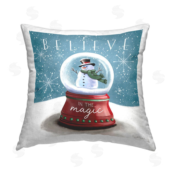 stupell industries Elizabeth Tyndall | Believe Snowglobe Phrase Printed Throw Pillow