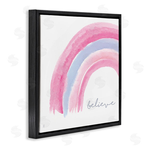 Stupell Industries Elizabeth Tyndall | Believe Watercolor Pink Purple Rainbow