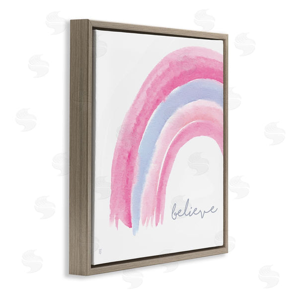 Stupell Industries Elizabeth Tyndall | Believe Watercolor Pink Purple Rainbow