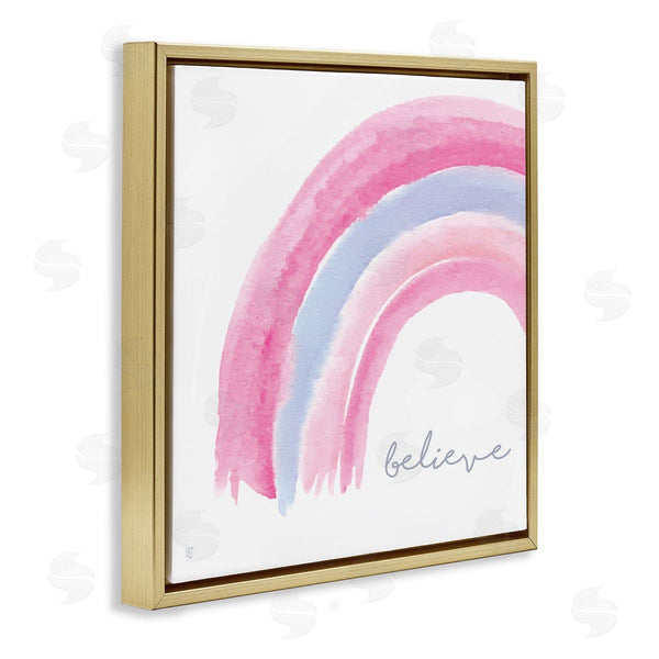 Stupell Industries Elizabeth Tyndall | Believe Watercolor Pink Purple Rainbow