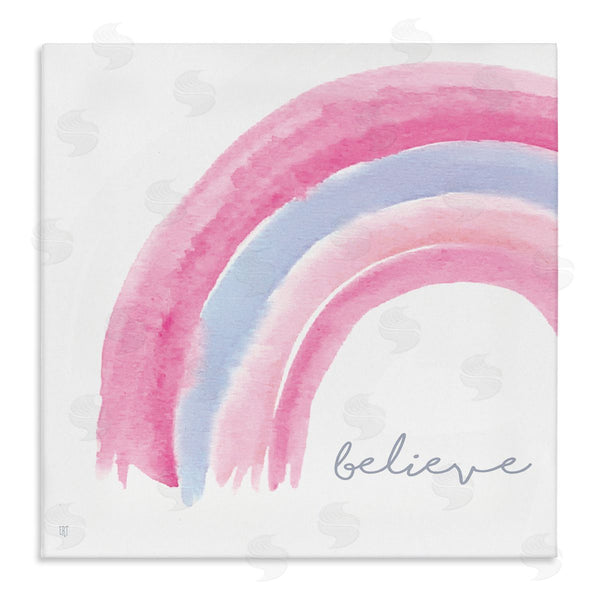 stupell industries Elizabeth Tyndall | Believe Watercolor Pink Purple Rainbow