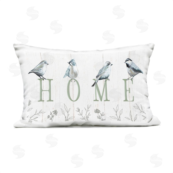 Stupell Industries Elizabeth Tyndall | Birds Perched Home Letters Printed Throw Pillow