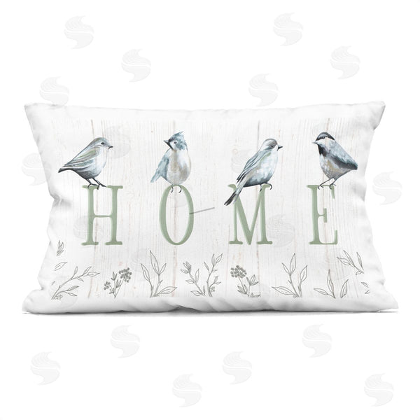 stupell industries Elizabeth Tyndall | Birds Perched Home Letters Printed Throw Pillow
