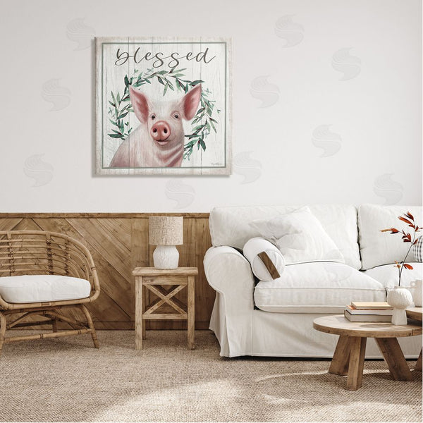 Stupell Industries Elizabeth Tyndall | Blessed Farmhouse Pig Wall Art