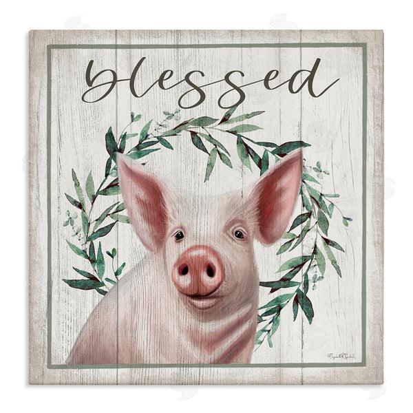 stupell industries Elizabeth Tyndall | Blessed Farmhouse Pig Wall Art