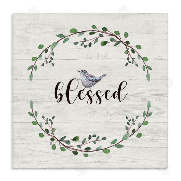 stupell industries Elizabeth Tyndall | Blessed Phrase Bird and Wreath Wall Art