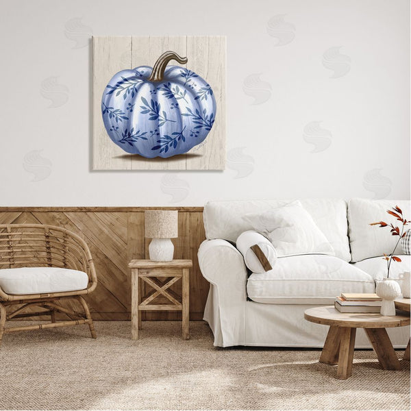 Stupell Industries Elizabeth Tyndall | Blue Patterned Botanical Pumpkin Wall Art