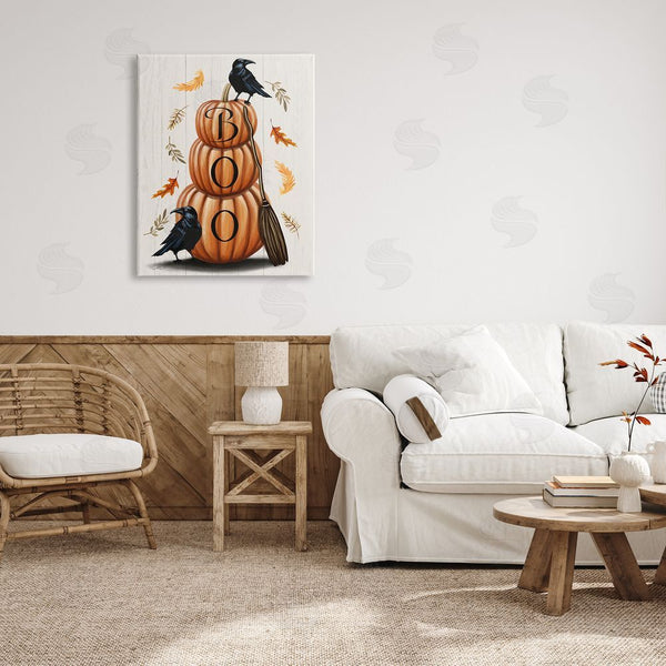 Stupell Industries Elizabeth Tyndall | Boo Ravens Pumpkin Stack Wall Art