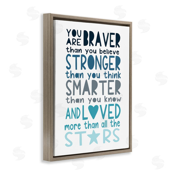 Stupell Industries Elizabeth Tyndall | Braver Stronger Smarter And Love Phrase Blue Typography Wall Art