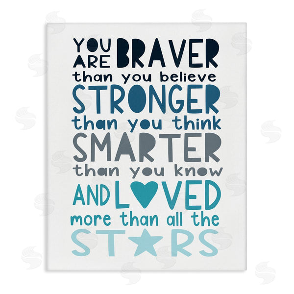 stupell industries Elizabeth Tyndall | Braver Stronger Smarter and Love Phrase Blue Typography Wall Art