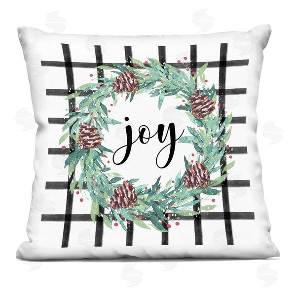 stupell industries Elizabeth Tyndall | Christmas Joy Pinecone Wreath Printed Throw Pillow