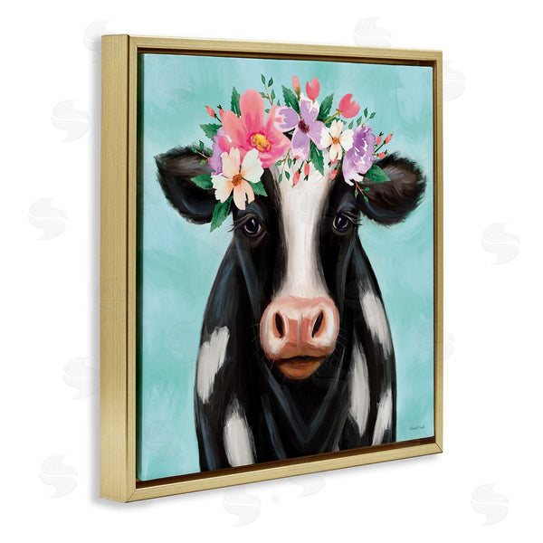 Stupell Industries Elizabeth Tyndall | Cow With Pastel Flowers