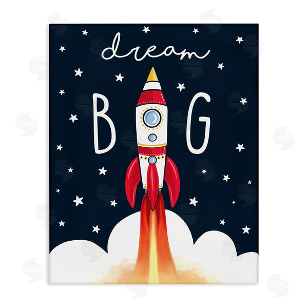 stupell industries Elizabeth Tyndall | Dream Big Sentiment Rocket Blast Off Starry Clouds Wall Art