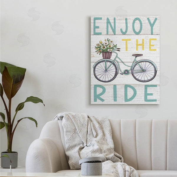 Stupell Industries Elizabeth Tyndall | Enjoy The Ride Phrase Flower Basket Bicycle Wall Art