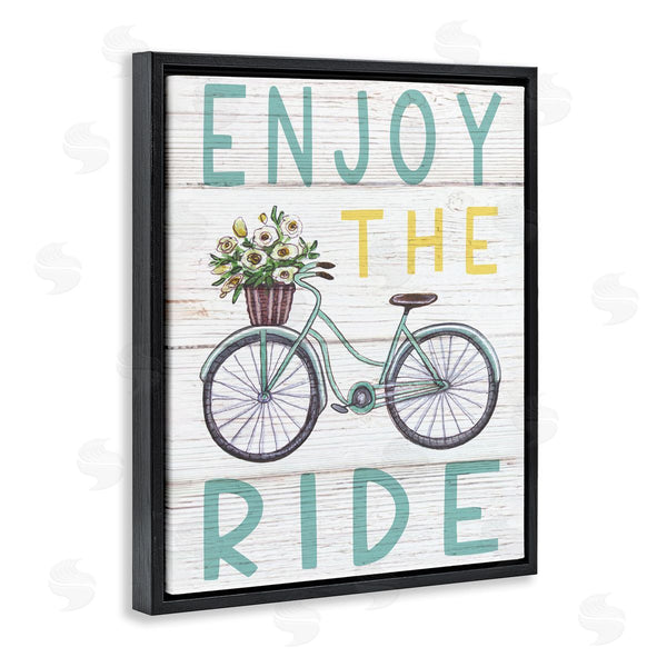 Stupell Industries Elizabeth Tyndall | Enjoy The Ride Phrase Flower Basket Bicycle Wall Art