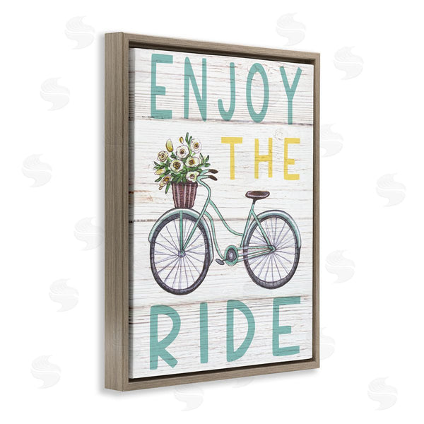 Stupell Industries Elizabeth Tyndall | Enjoy The Ride Phrase Flower Basket Bicycle Wall Art