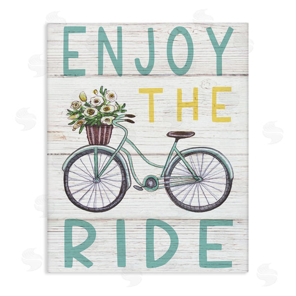 stupell industries Elizabeth Tyndall | Enjoy the Ride Phrase Flower Basket Bicycle Wall Art