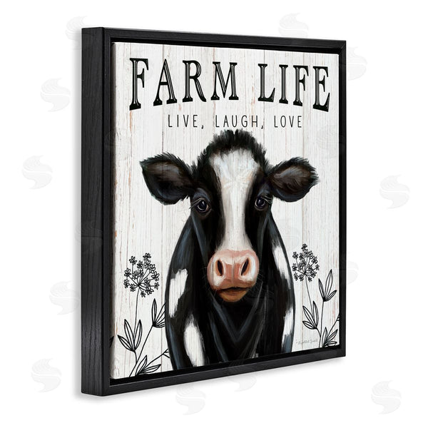 Stupell Industries Elizabeth Tyndall | Farm Life Dairy Cow Sign Wildflower Florals Wall Art