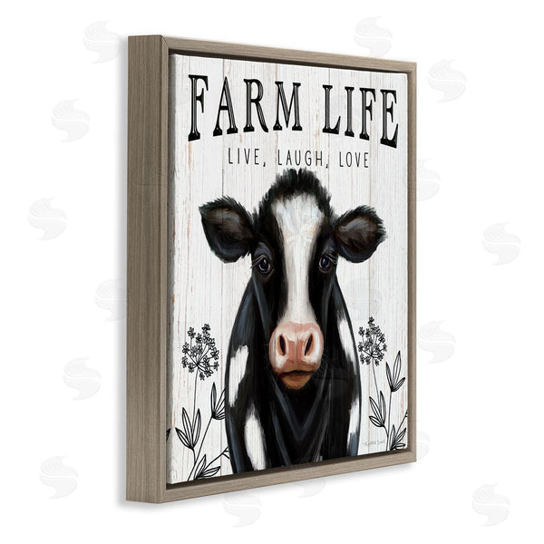 Stupell Industries Elizabeth Tyndall | Farm Life Dairy Cow Sign Wildflower Florals Wall Art