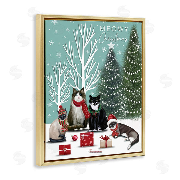Stupell Industries Elizabeth Tyndall | Festive Winter Cats Scene