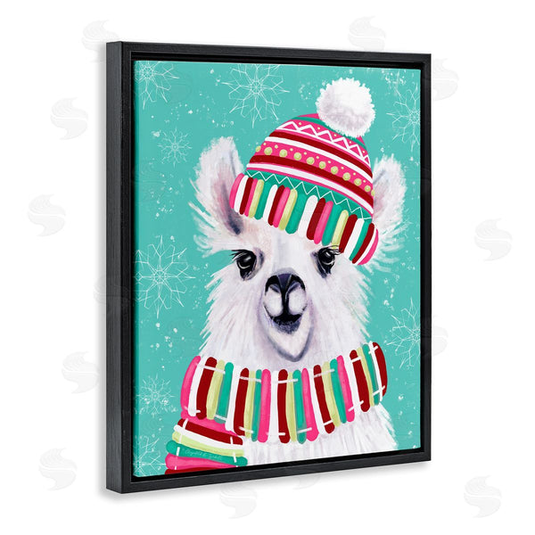 Stupell Industries Elizabeth Tyndall | Festive Winter Llama Portrait Snowy Weather Scarf Hat Wall Art