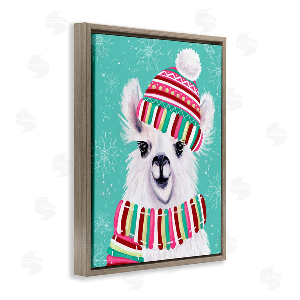 Stupell Industries Elizabeth Tyndall | Festive Winter Llama Portrait Snowy Weather Scarf Hat Wall Art