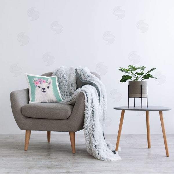 Stupell Industries Elizabeth Tyndall | Fluffy Floral Alpaca Printed Throw Pillow