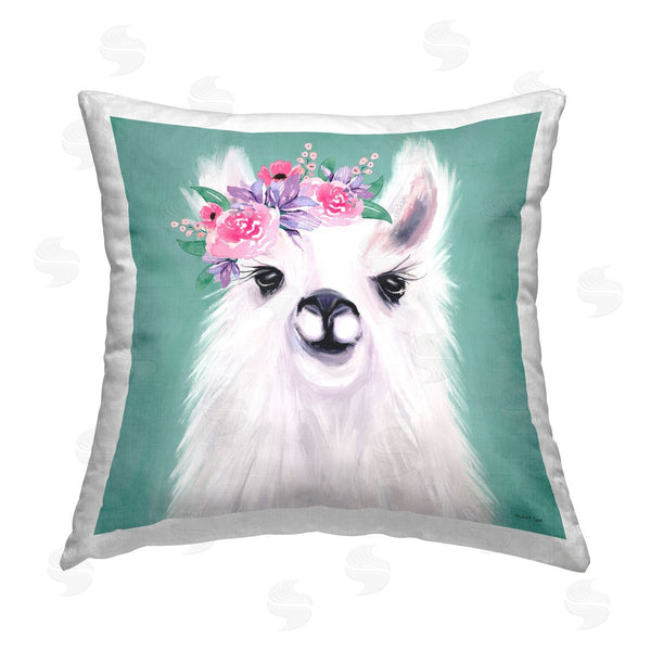 stupell industries Elizabeth Tyndall | Fluffy Floral Alpaca Printed Throw Pillow