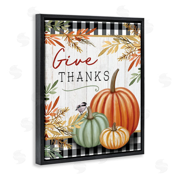 Stupell Industries Elizabeth Tyndall | Give Thanks Gingham & Pumpkins