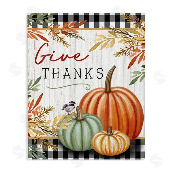 stupell industries Elizabeth Tyndall | Give Thanks Gingham & Pumpkins