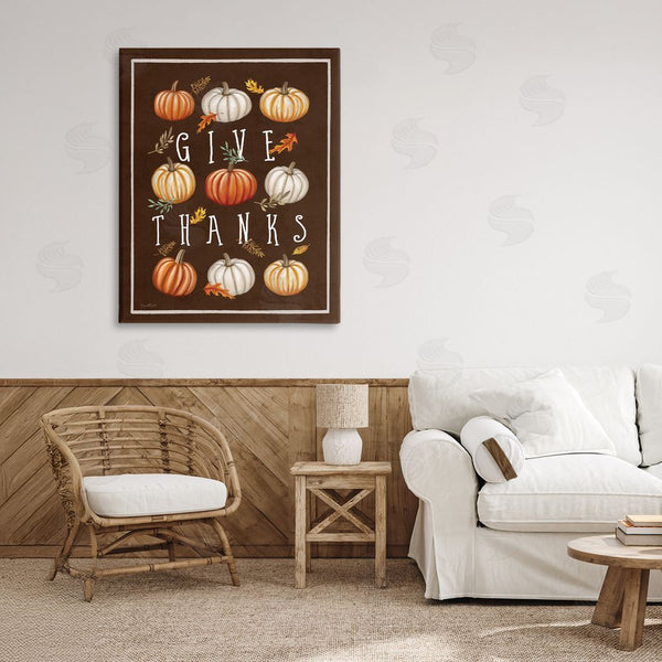 Stupell Industries Elizabeth Tyndall | Give Thanks With Varied Pumpkins