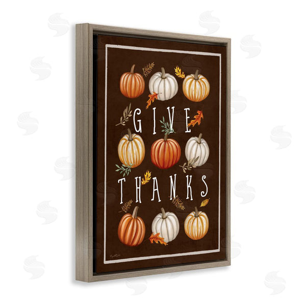 Stupell Industries Elizabeth Tyndall | Give Thanks With Varied Pumpkins