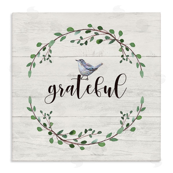 stupell industries Elizabeth Tyndall | Grateful Bird Crown Laurel Twigs Foliage Country Pattern Wall Art