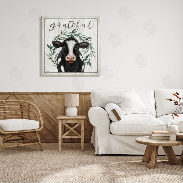 Stupell Industries Elizabeth Tyndall | Grateful Phrase Cow Wall Art