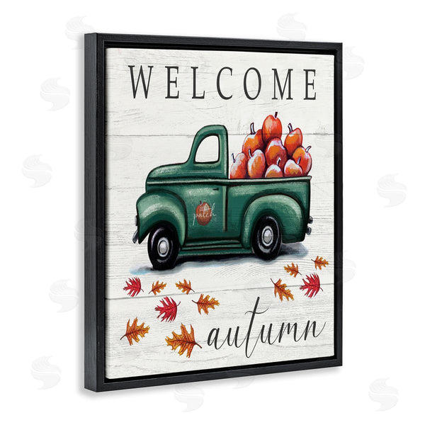 Stupell Industries Elizabeth Tyndall | Green Farm Truck Autumn Apple Harvest Welcome Sign Wall Art