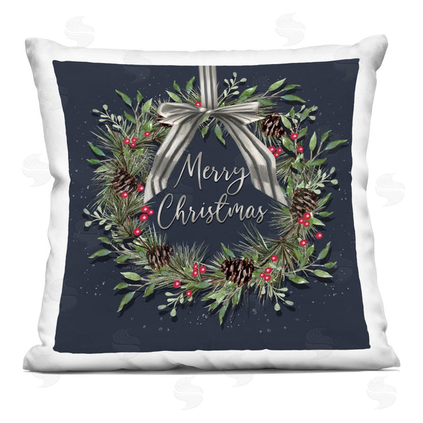 stupell industries Elizabeth Tyndall | Hanging Christmas Wreath with Bow Printed Throw Pillow