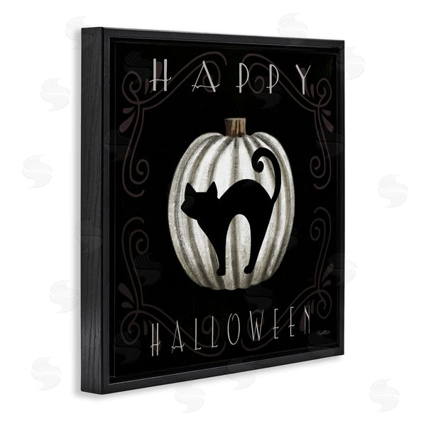 Stupell Industries Elizabeth Tyndall | Happy Halloween Cat & Pumpkin Wall Art