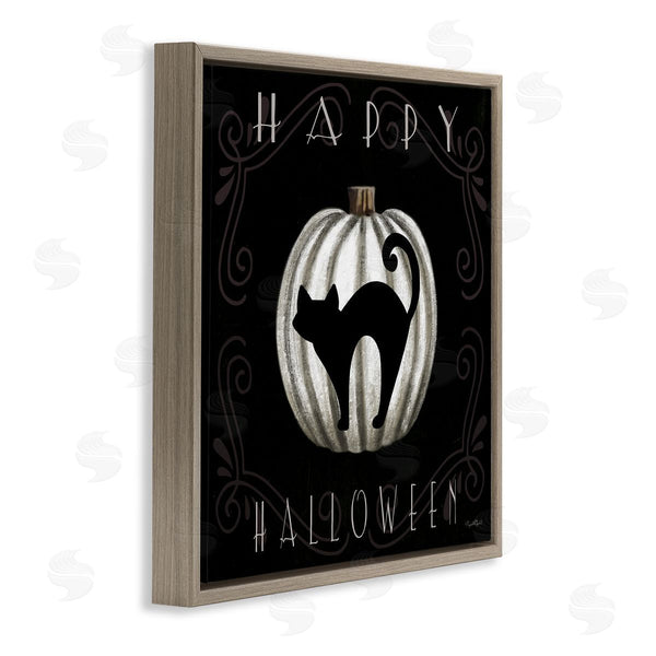 Stupell Industries Elizabeth Tyndall | Happy Halloween Cat & Pumpkin Wall Art