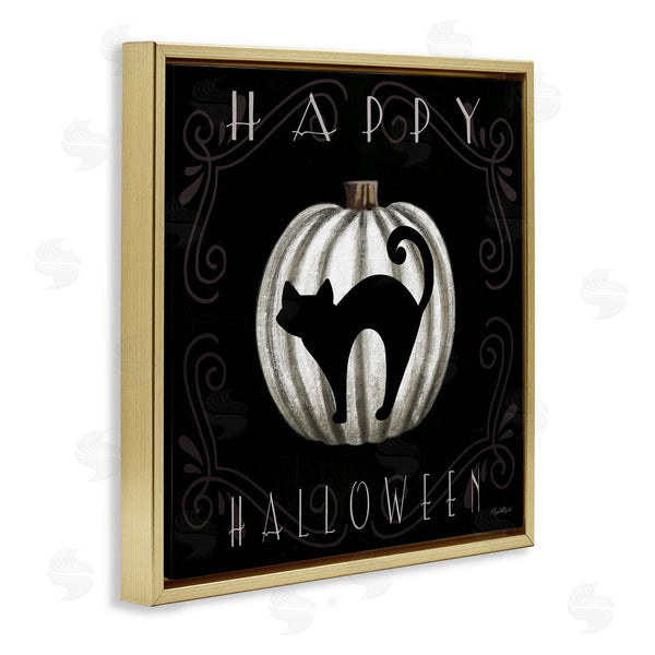 Stupell Industries Elizabeth Tyndall | Happy Halloween Cat & Pumpkin Wall Art