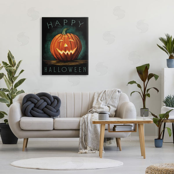 Stupell Industries Elizabeth Tyndall | Happy Halloween Happy Jack-O-Lantern Smile Festive Wall Art
