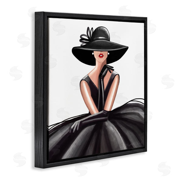 Stupell Industries Elizabeth Tyndall | High End Fashion Glam Pose Luxurious Black Dress Wall Art