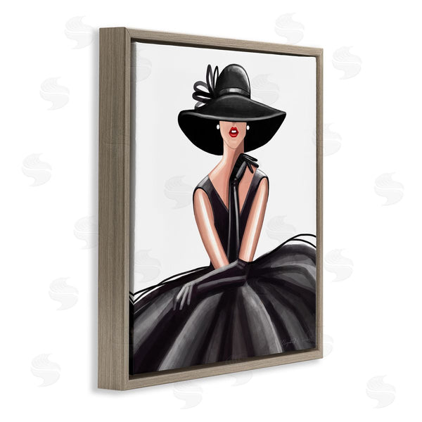 Stupell Industries Elizabeth Tyndall | High End Fashion Glam Pose Luxurious Black Dress Wall Art