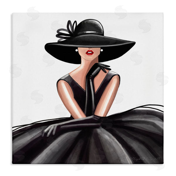 stupell industries Elizabeth Tyndall | High End Fashion Glam Pose Luxurious Black Dress Wall Art