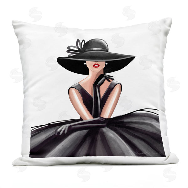 Stupell Industries Elizabeth Tyndall | High Fashion Black Dress Printed Throw Pillow