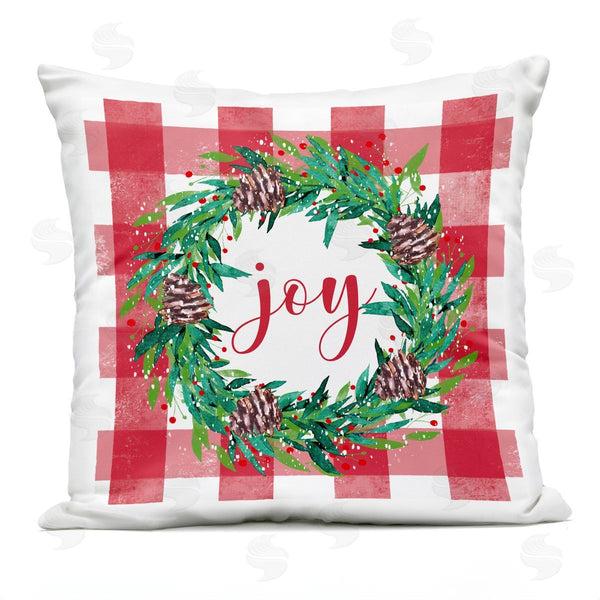 Stupell Industries Elizabeth Tyndall | Holiday Joy Tartan Wreath Printed Throw Pillow