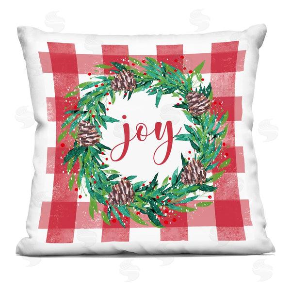 stupell industries Elizabeth Tyndall | Holiday Joy Tartan Wreath Printed Throw Pillow