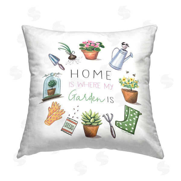 stupell industries Elizabeth Tyndall | Home Where Garden Is Printed Throw Pillow