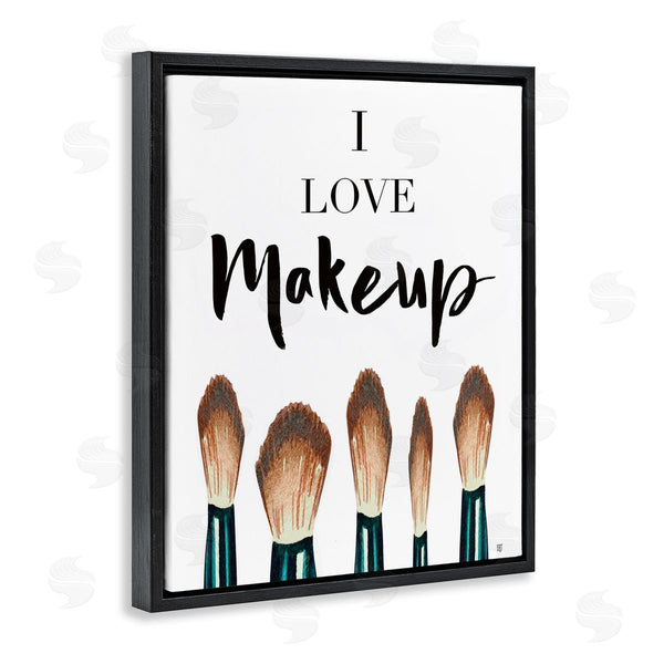 Stupell Industries Elizabeth Tyndall | I Love Makeup Expression Glam Cosmetic Brushes Wall Art
